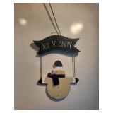 Let It Snow Wooden Snowman Wall Decoration
