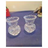 Crystal Glass Diamond Pattern Candleholders - Set of 2