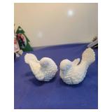 White Ceramic Bird Figurines Set