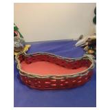 Red  Woven Basket with Rope Handles