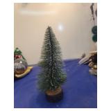 Miniature Bottle Brush Christmas Tree with Wood Base
