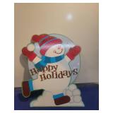 Happy Holidays Glittering Snowman Sign