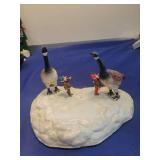 Winter Scene with Geese and Miniature Figures