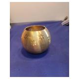 Brushed Gold Floral Tea Light Holder