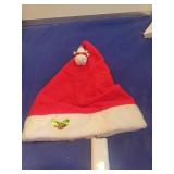 Traditional Red Santa Hat with Holly Decorations needs batteries