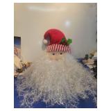 Decorative Christmas Santa Head with Tinsel Beard