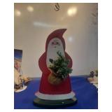 Vintage Wooden Santa Claus with Pine Tree Decoration