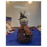 Rustic Grapevine Snowman Holiday Decoration