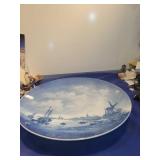 Vintage Delft Blue Windmill Decorative Plate