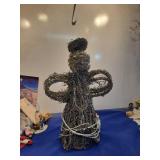 Vintage Black Tinsel Christmas Angel Tree Topper