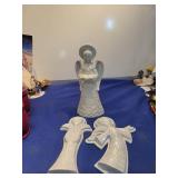Vintage Pearlescent Ceramic Angel Figurine Set