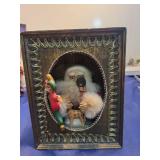Vintage Christmas Shadow Box with Santa and Elves play music