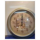 Vintage Winter Snowman Scene Wall Clock needs batteries