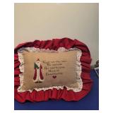 Vintage Christmas Cross Stitch Decorative Pillow