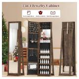$95 Jewelry Cabinet with Full Length Mirror & Storage, Lockable