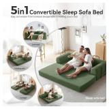 $190 Convertible Sofa Bed with 5-in-1 DIY Modular Design (Green)