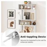 $110 6 Tier S Shaped Bookshelf, 64" Tall, White, Anti-toppling Kit (single