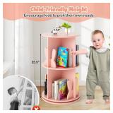 $68 Costzon Kids Rotating Bookshelf, 2 Tier, 360 Display (Pink)