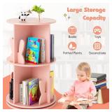 $68 Costzon Kids Rotating Bookshelf, 2 Tier, 360 Display (Pink)