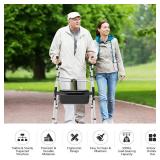 $100 Goplus Folding Walker with 4 Wheels, Seat & Arm Rest Pad