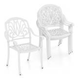 Set of 4 Cast Aluminum Patio Dining Chairs Stackable Outdoor Dining Chairs