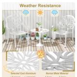 Set of 4 Cast Aluminum Patio Dining Chairs Stackable Outdoor Dining Chairs
