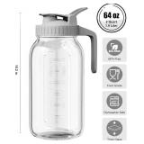 OneDream Glass Pitcher 64 oz Mason Jar w/ Lid & Wide Mouth
