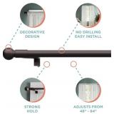 Zenna Home Tension Rod, 48-84 In, Bronze, Decorative Finials