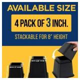 LIFEMASTER Bed Risers 3in, 1300lbs Support, 4pcs (Black)