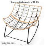 $485 Patio Rocking Chair Outdoor w/ Cushion, Large Rattan Wicker