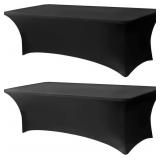 Pack Rectangular Spandex Tablecloth, 96x30 Banquet Wrinkle Cover