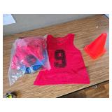Hercicy 24 Pcs Youth Jerseys and Dozen 7" Cones (Medium,Red, Blue)