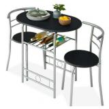$237 Best Choice Products 3-Piece Dining Table Set, Black/Silver