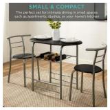$237 Best Choice Products 3-Piece Dining Table Set, Black/Silver