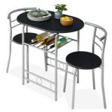 $237 Best Choice Products 3-Piece Dining Table Set, Black/Silver