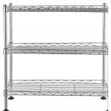 3-Tier Adjustable Wire Shelf, Metal, 200Lbs, for Kitchen, Silver