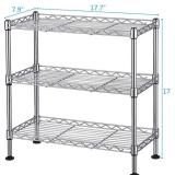 3-Tier Adjustable Wire Shelf, Metal, 200Lbs, for Kitchen, Silver