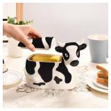 Cow-Shaped Cheese Slice Holder - Cow Print Kitchen Crock
