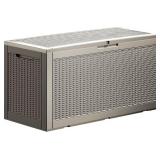 $88 TARKARI 100 Gal Lockable Resin Deck Box, Outdoor Storage, Gray