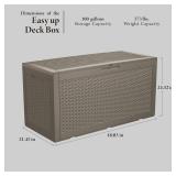 $88 TARKARI 100 Gal Lockable Resin Deck Box, Outdoor Storage, Gray