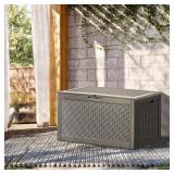 $88 TARKARI 100 Gal Lockable Resin Deck Box, Outdoor Storage, Gray