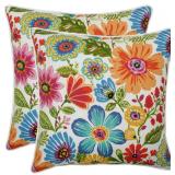 $57 Pillow Perfect Bright Floral Bird Throw Pillow 18.5x18.5", 2 Count