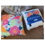$57 Pillow Perfect Bright Floral Bird Throw Pillow 18.5x18.5", 2 Count