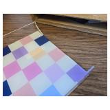 Serving Tray 12x16 Inch Checkered Blue, Pink, Purple.