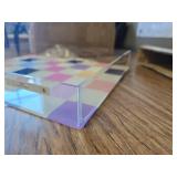 Serving Tray 12x16 Inch Checkered Blue, Pink, Purple.