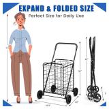 IRONMAX Shopping Cart, Foldable, Heavy Duty, Large Wheels, Black