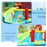 $180 Inflatable Water Slide Bounce House, Kids Park with Pool, No Pump.