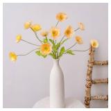 LUEUR Champagne Silk Poppy Flowers in Vase for Home Decor