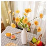 LUEUR Champagne Silk Poppy Flowers in Vase for Home Decor