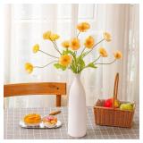 LUEUR Champagne Silk Poppy Flowers in Vase for Home Decor